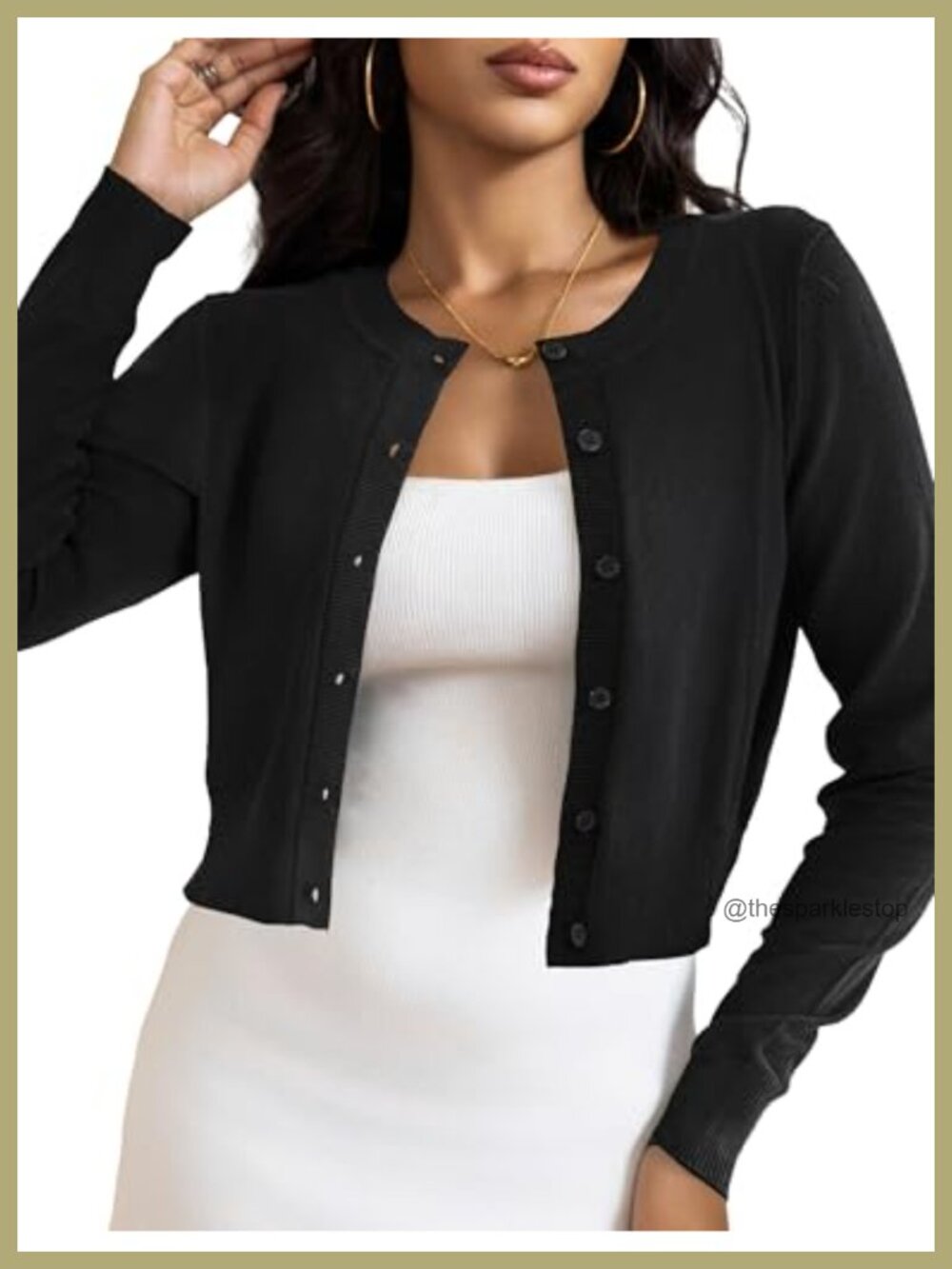 Women's Cropped Cardigan Bolero Shrug Button Down Long Sleeve Knit